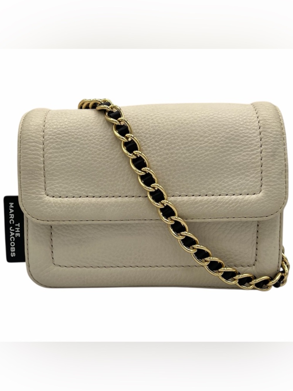 Marc Jacobs The Cushion Mini Cream Leather Crossbody Shoulder Bag